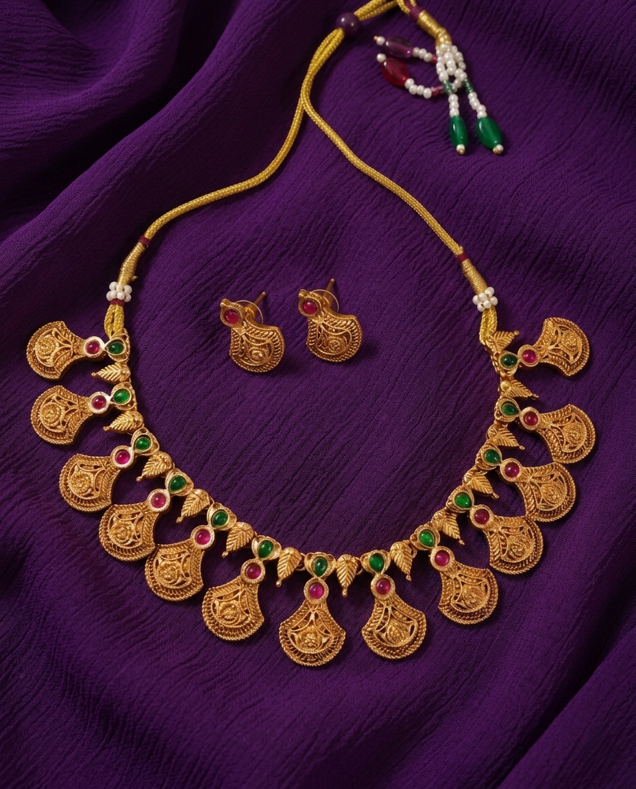 Classic Matte Finish Ethnic Necklace Set = ae