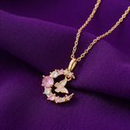 Gold-Plated Anti-Tarnish Stainless Steel Butterfly-Moon Pendant