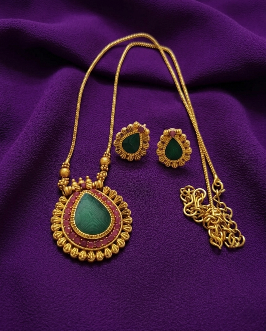 Affordable Palakka Gopi Long Necklace Set  - ae