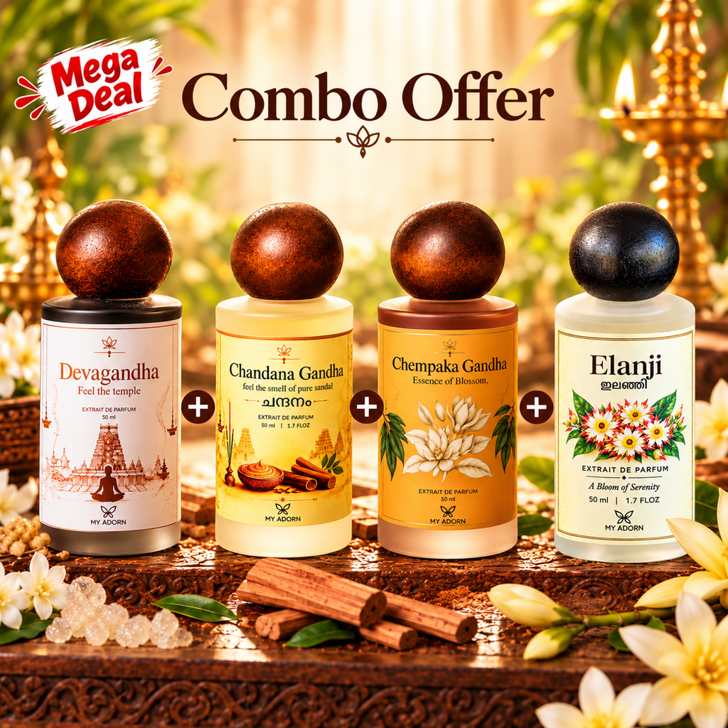 Devagandha, Chandana Gandha, Chembaka Gandha & Elanji Divine Fragrance 4 Perfume Combo