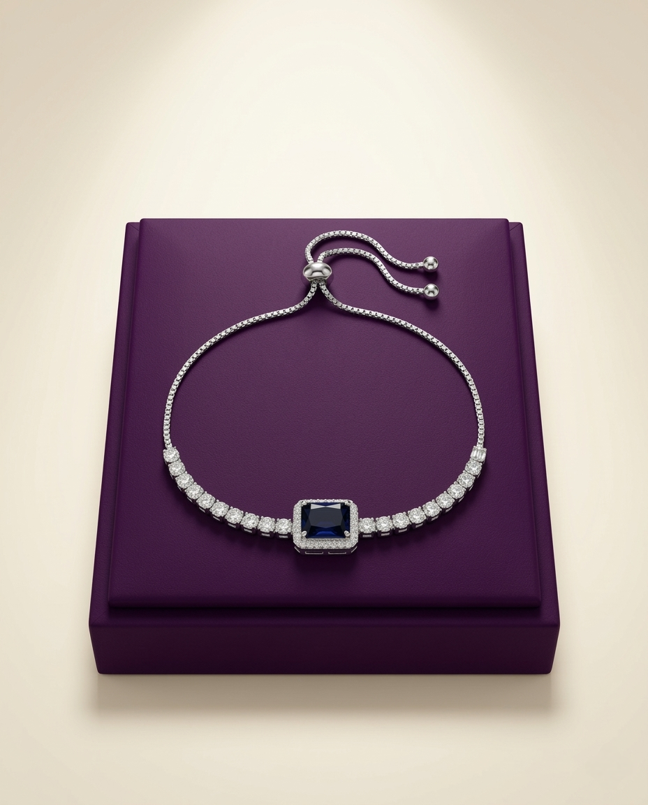 American Diamond Bracelet – Elegant Rhodium Plated Sparkle