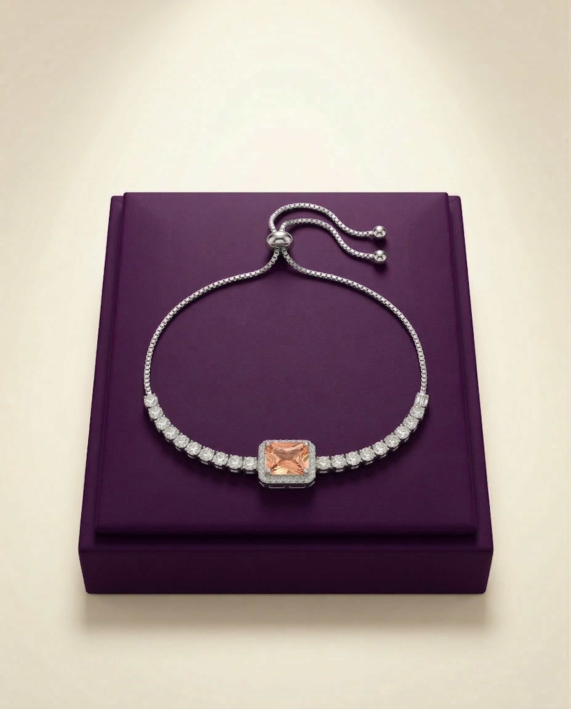 American Diamond Bracelet – Elegant Rhodium Plated Sparkle