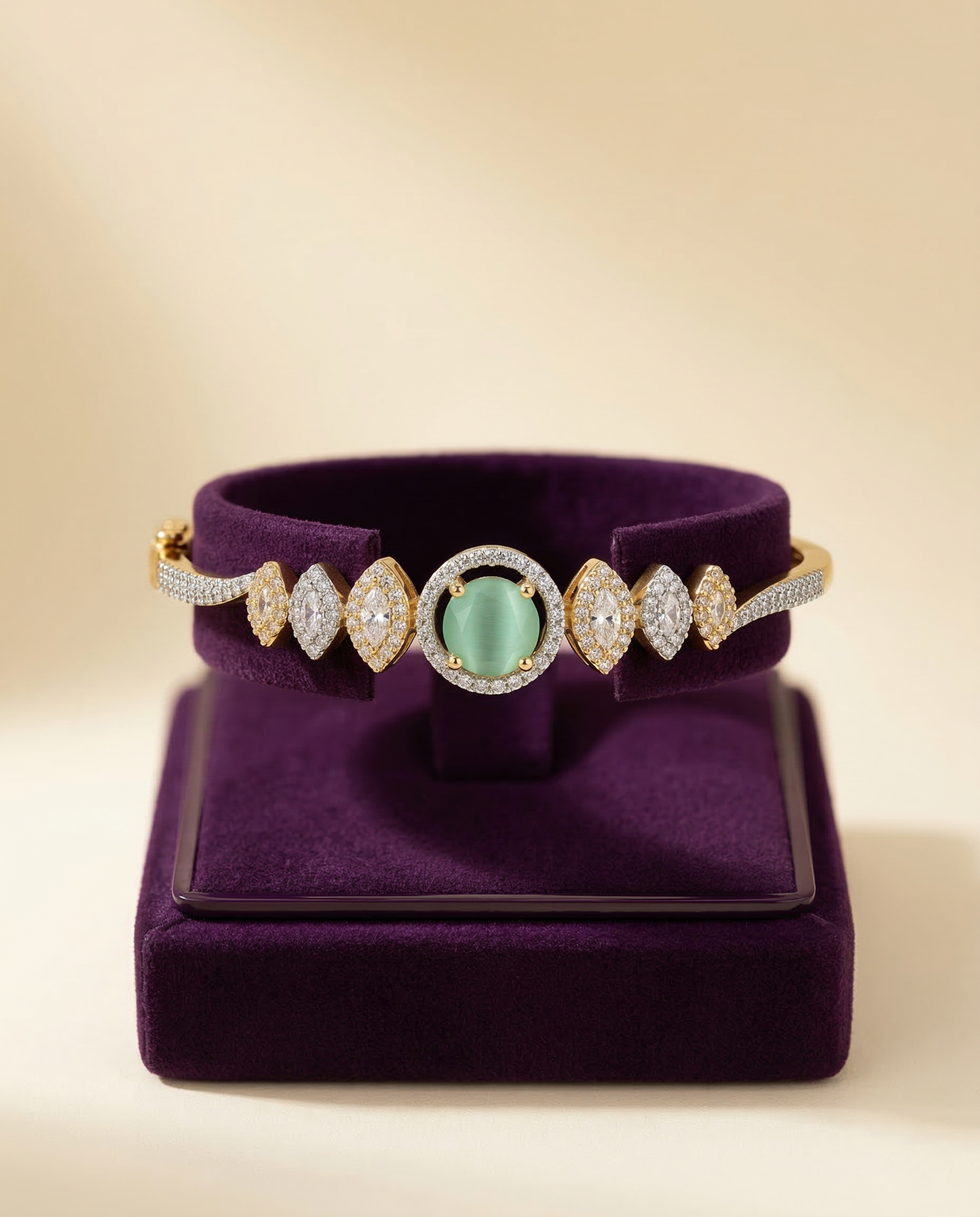 American Diamond Openable Kada – Elegant 2 Tone Party Bangle