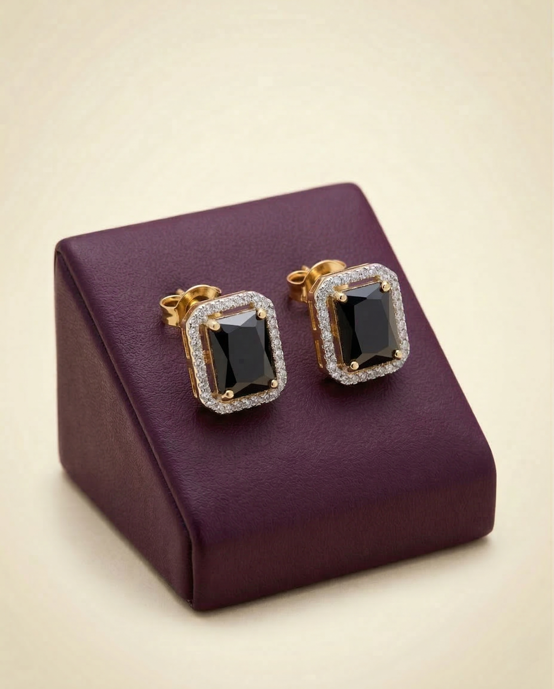 American Diamond Tops – Elegant 2 Tone Stud Earrings