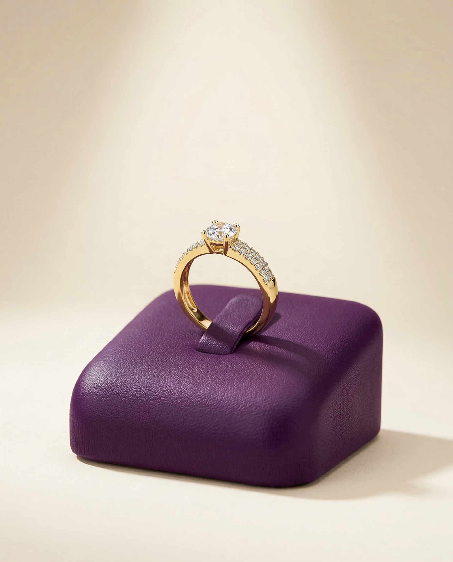 American Diamond Delicate Ring – Elegant 2 Tone Rhodium Plated Design