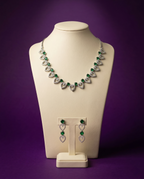 American Diamond Classic Necklace Set With Rhodium Plating
