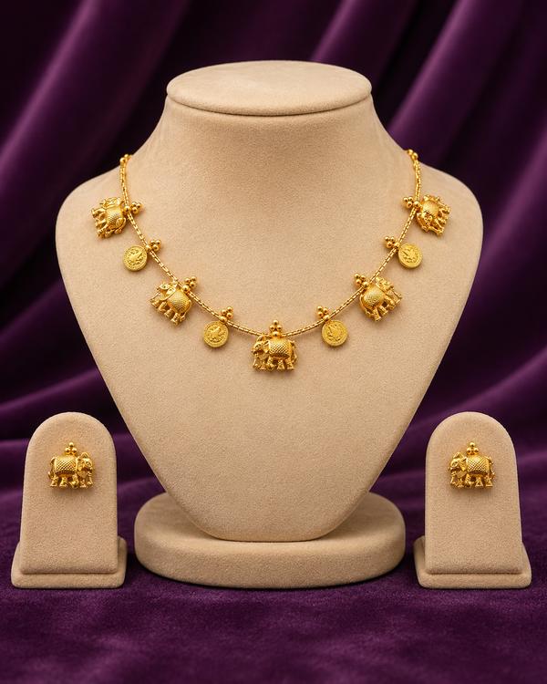 Gaja Coin Gold Necklace Set