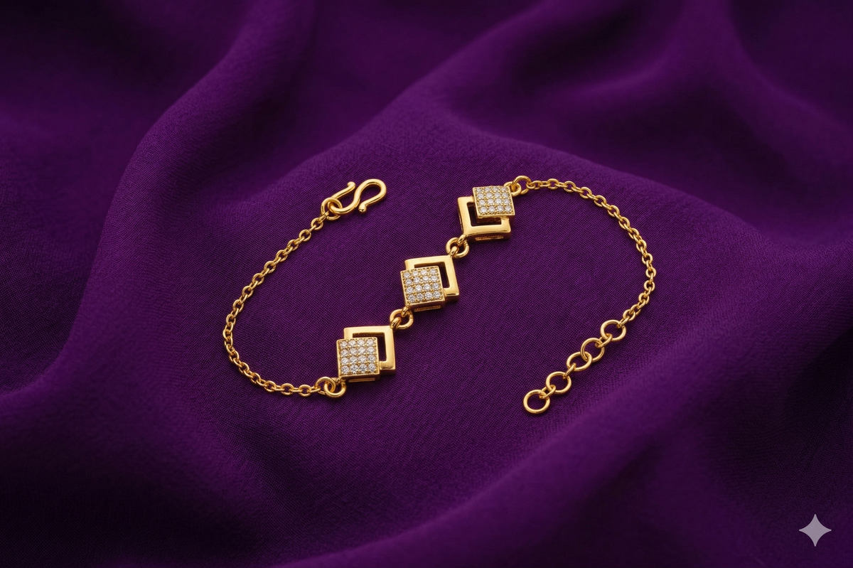 Gold-Tone Square Crystal Link Bracelet - ae