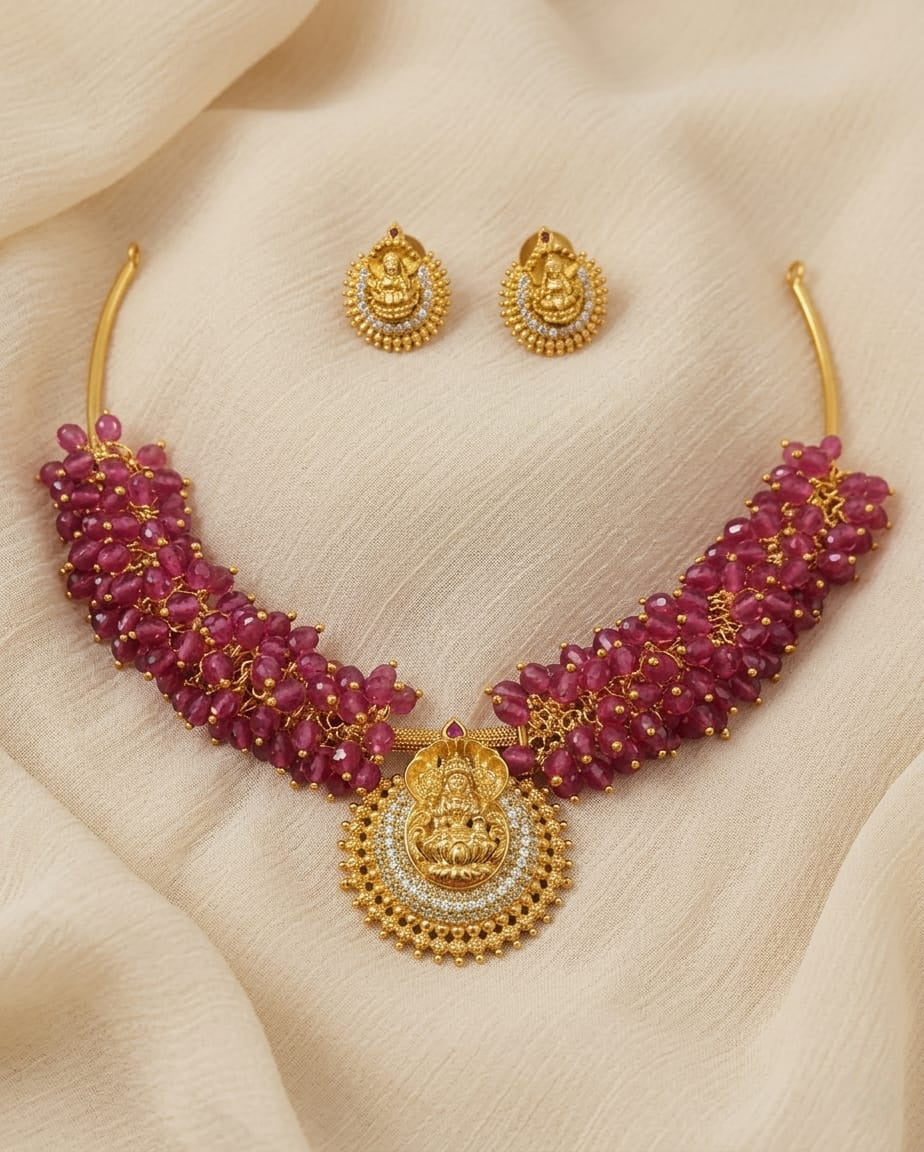 Traditional Lakshmi Hasli Jewellery Set - ae