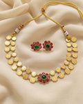 Floral Lakshmi Coin Necklace Set - ae