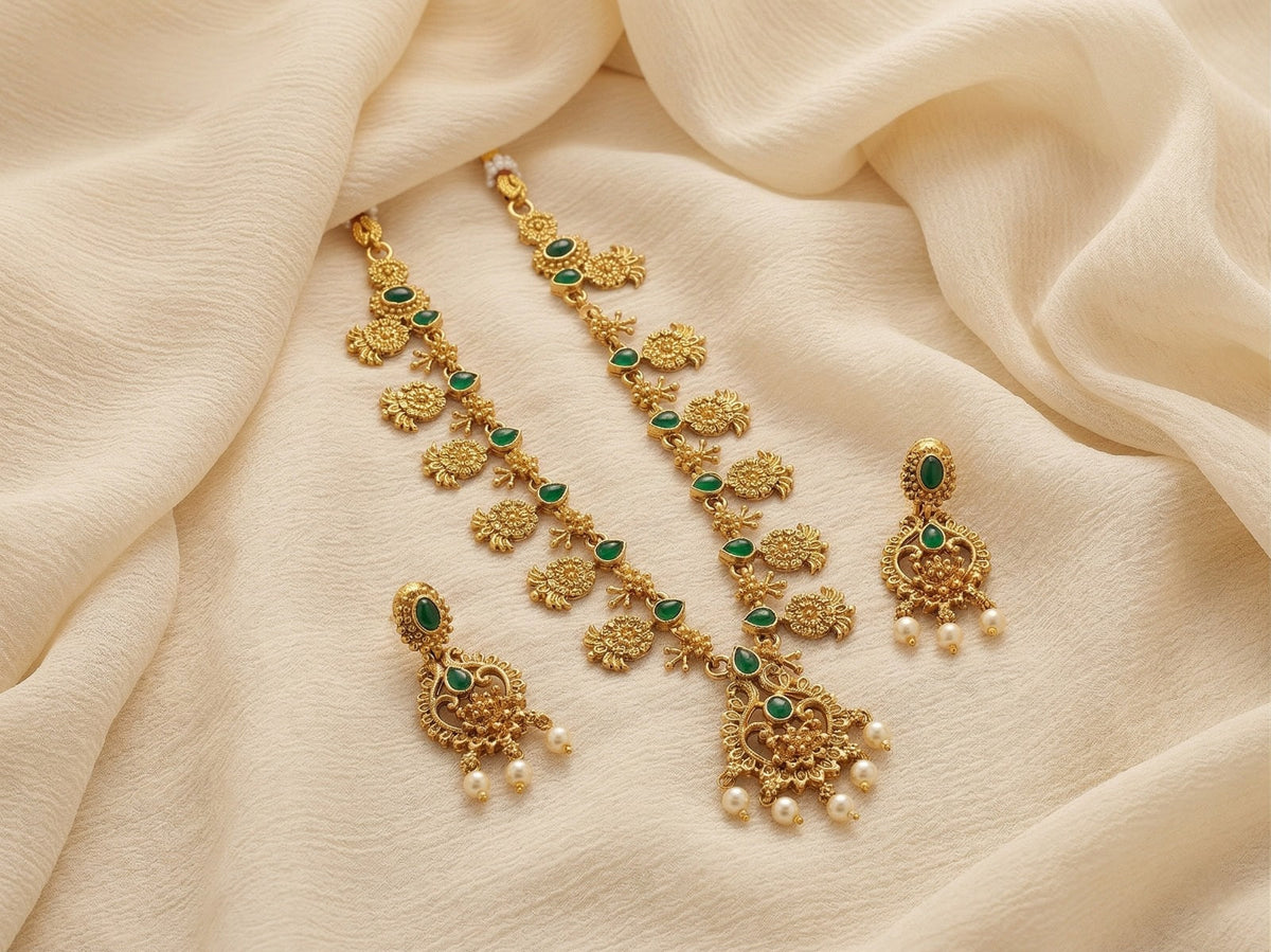 Heritage Temple Long Necklace Set - ae