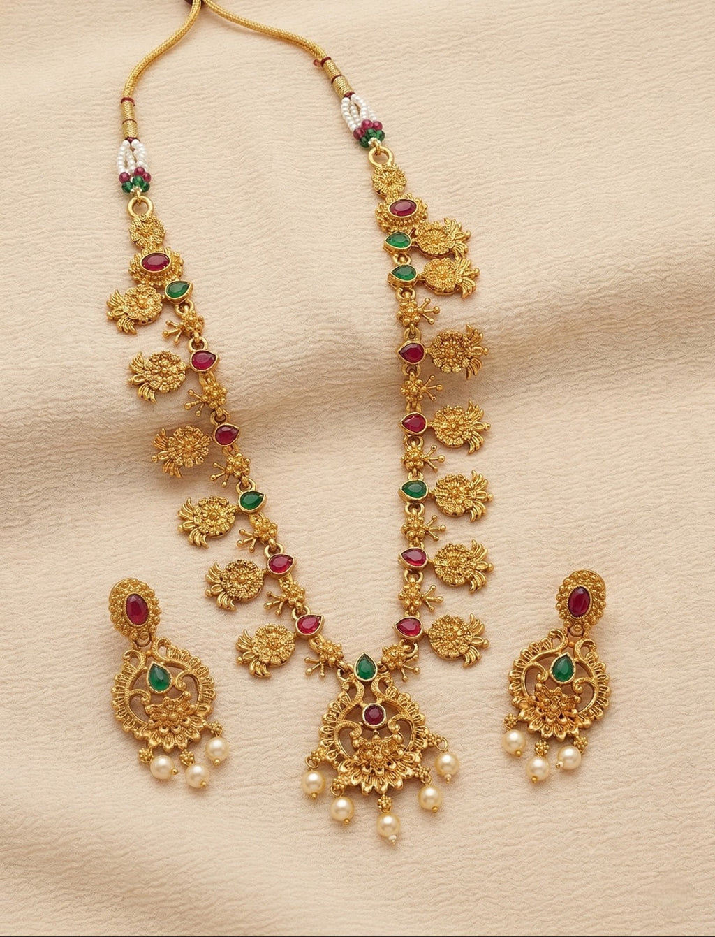 Heritage Temple Long Necklace Set - ae