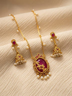 Pearl Drop Pendant Necklace Set -ae
