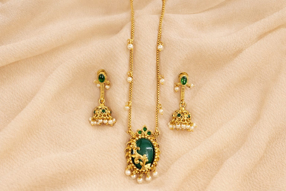 Pearl Drop Pendant Necklace Set -ae