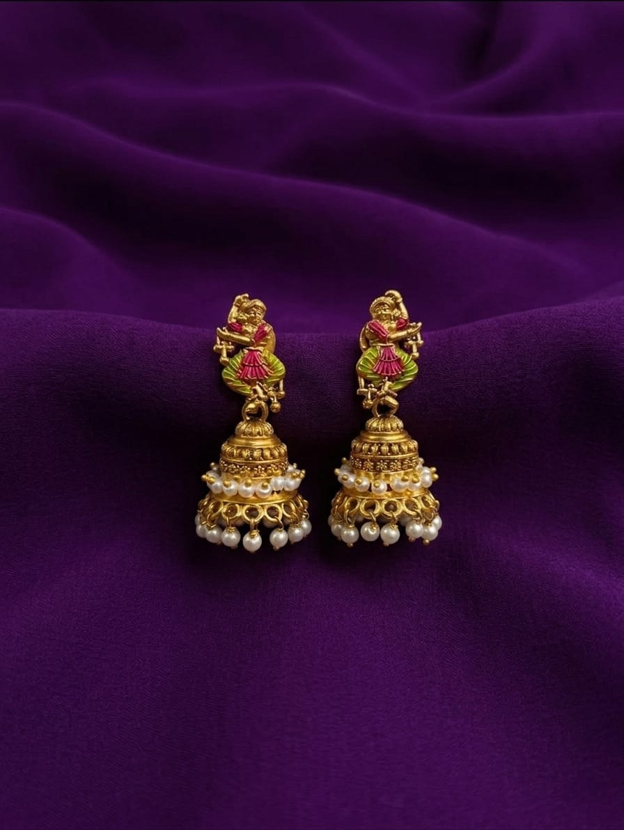 Pearl Drop Dancing Doll Jhumka Earrings - ae
