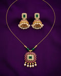 Invisible Pearl Drop Stone Pendant Necklace Set-ae