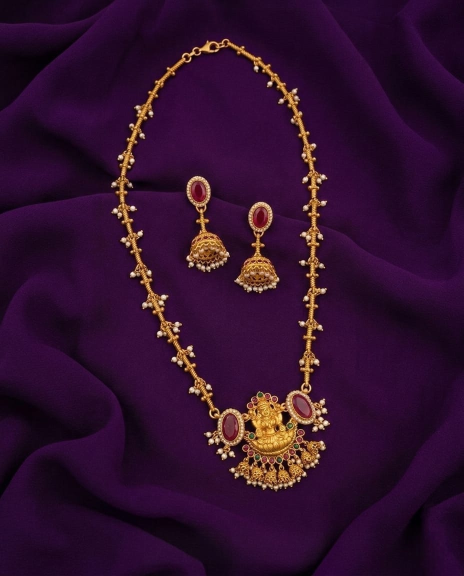 Lakshmi Pearl Drop Long Necklace Set