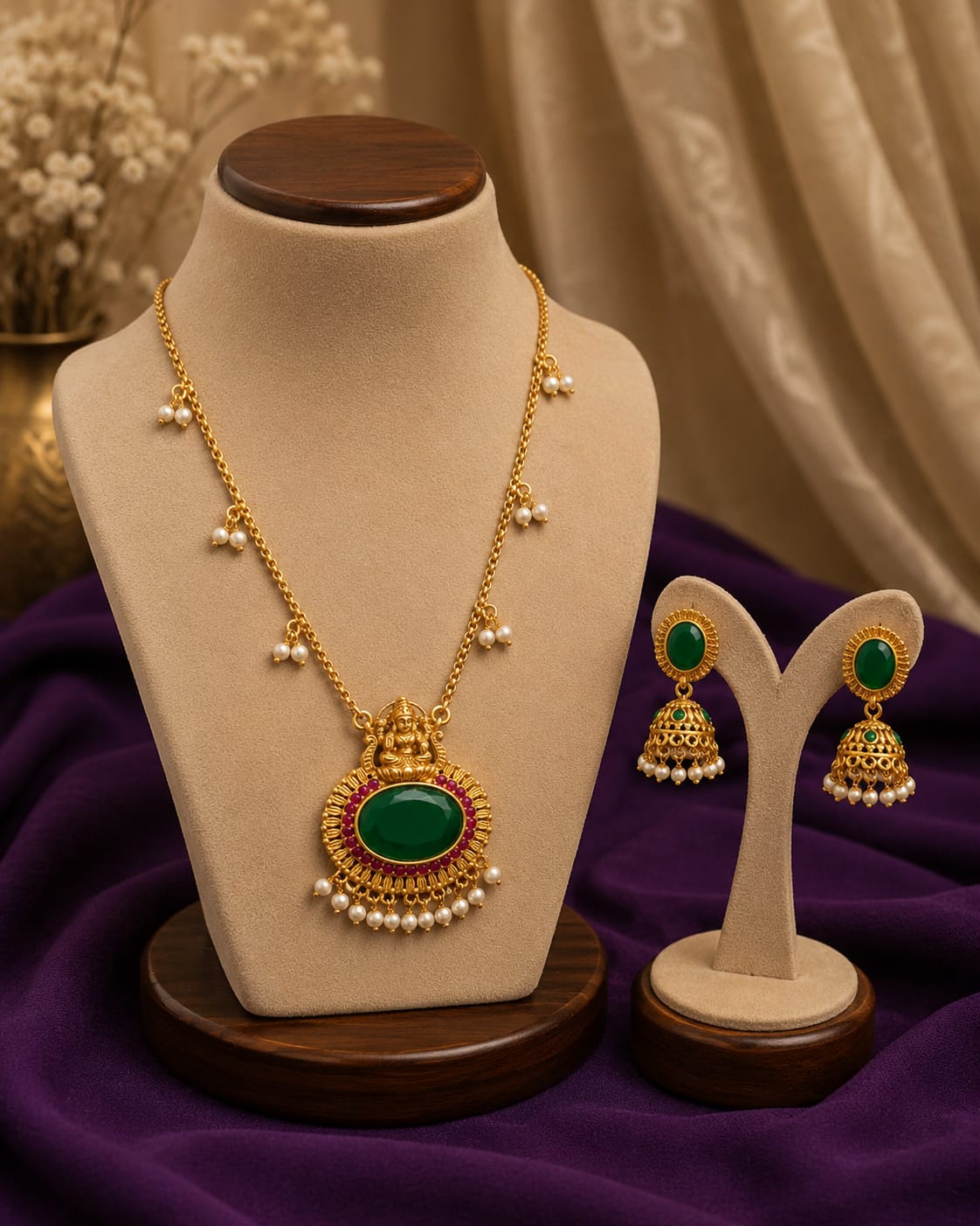 Traditional Temple Pendant Jewellery Set